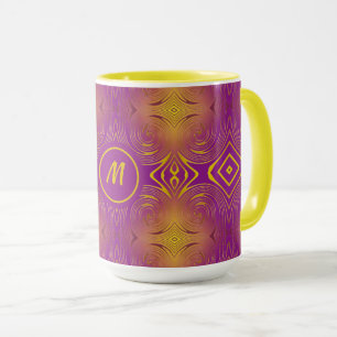 caneca de café com padrão de espiral abstrato