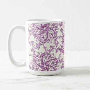 caneca de café com padrão de flores medievais