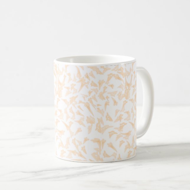 Caneca de Café com Padrão de Folha Bege (Frente Esquerda)