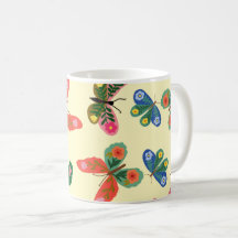 Caneca de Café com Padrão de Jardim Floral Colorid