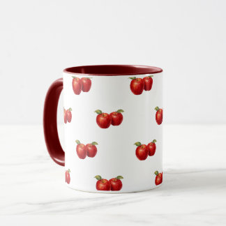 Caneca de Café com Padrão de Maçã Vermelha | Canec