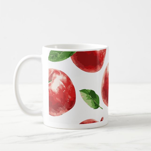 Caneca de Café com Padrão de Maçã Vermelha em Aqua (Esquerda)