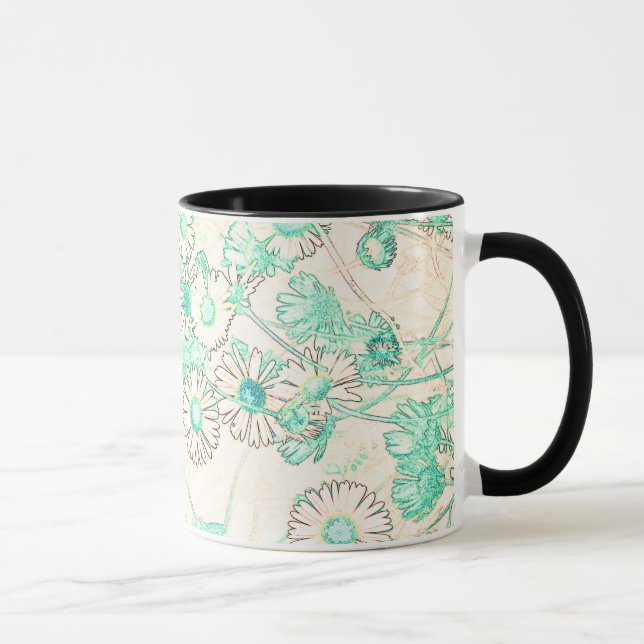 Caneca de café com padrão de margarida moderno e e (Direita)