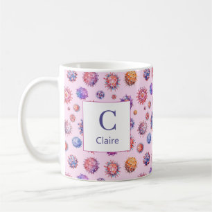 Caneca de Café com Padrão de Vírus de Monograma Ro
