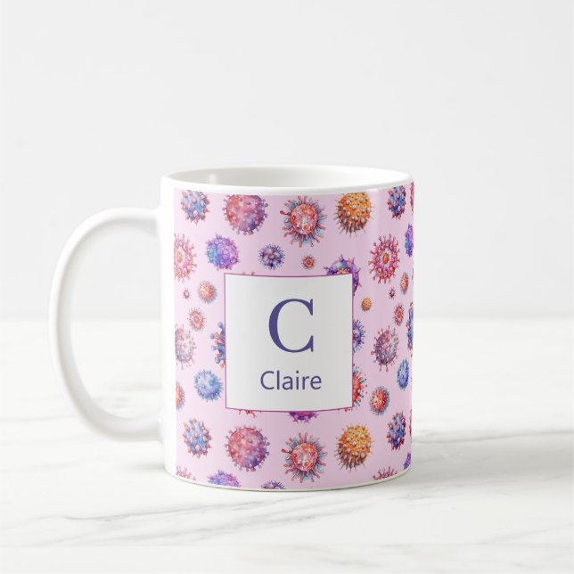 Caneca de Café com Padrão de Vírus de Monograma Ro (Esquerda)