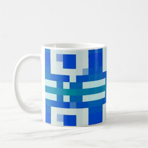 Caneca de Café com Padrão Geométrico de Arte Pixel