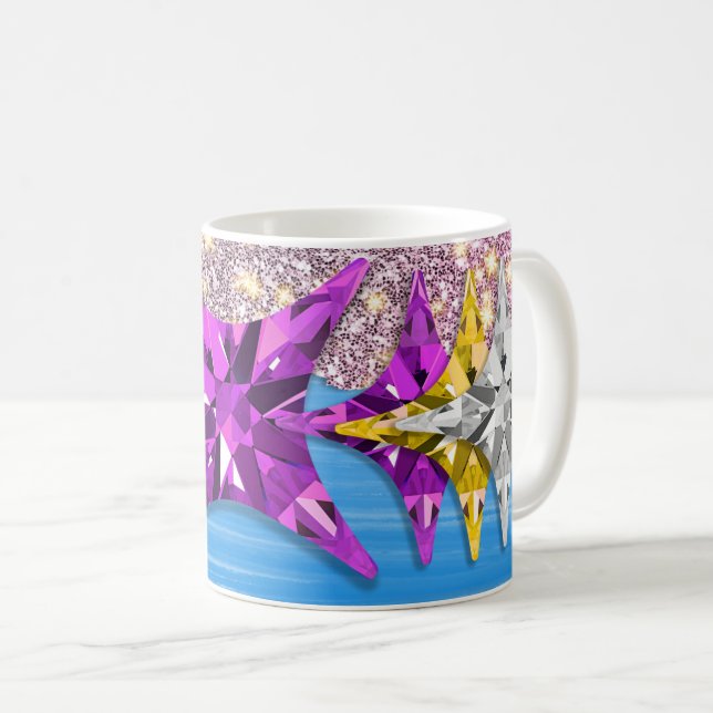 Caneca de Café com Padrão Geométrico de Estrela Co (Frente Esquerda)