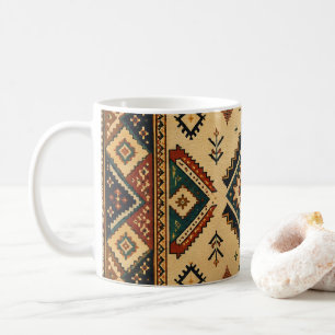 Caneca de Café com Padrão Geométrico Tribal Boho