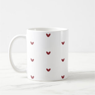 Caneca de Café com Padrão Minimalista de Corações 