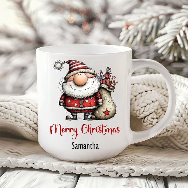 Caneca de Café com Papai Noel Desenho Animado Engr (Quirky Funny Santa Claus Cartoon Coffee Mug)