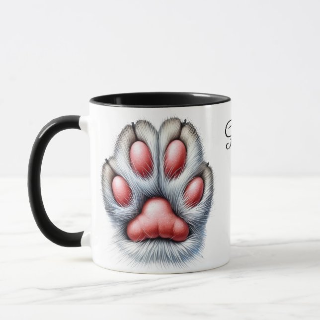 Caneca de Café com Pata de Gato Engraçada (Esquerda)