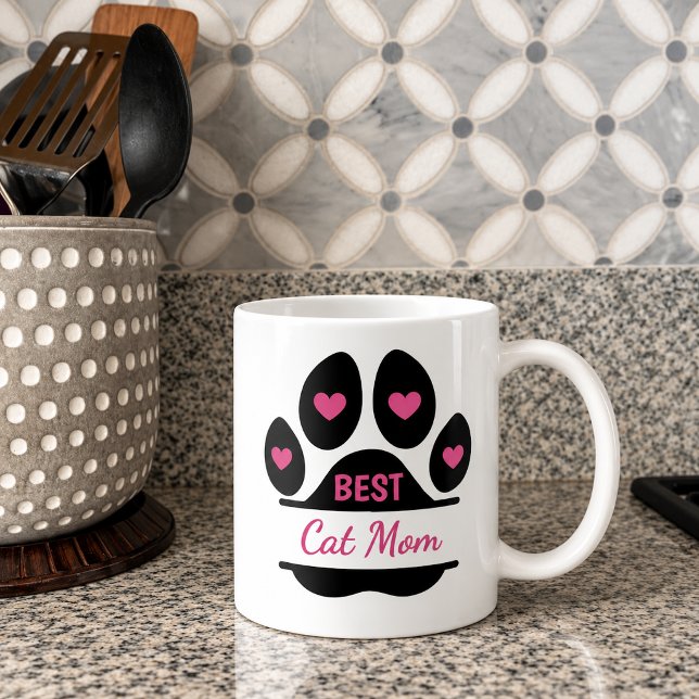 Caneca de Café com Pegada de Pata da Melhor Mãe de (Criador carregado)