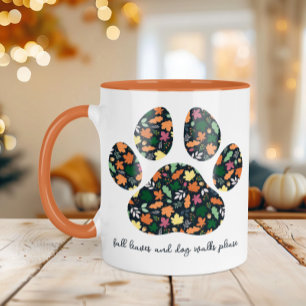 Caneca de Café com Pegada de Pata Outono Fofa para