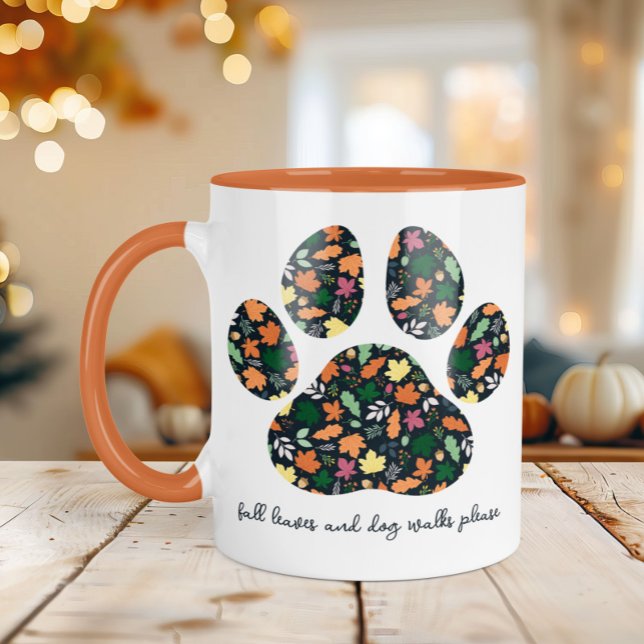 Caneca de Café com Pegada de Pata Outono Fofa para (Criador carregado)
