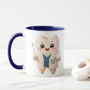 Caneca de Café com Personagem de Dente de Dentista