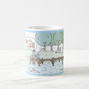 Caneca de café com pescadores