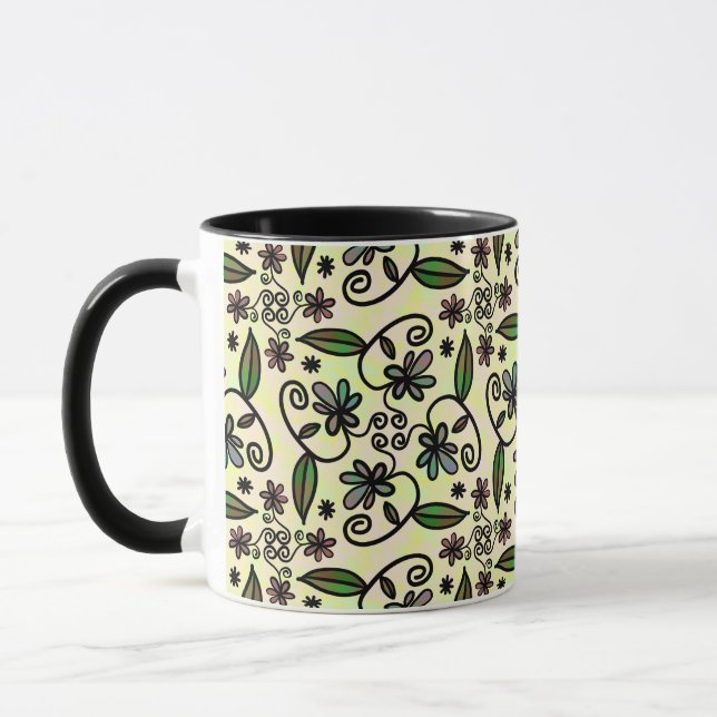 caneca de café com pétalas botânicas (Esquerda)