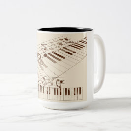 Caneca de café com piano