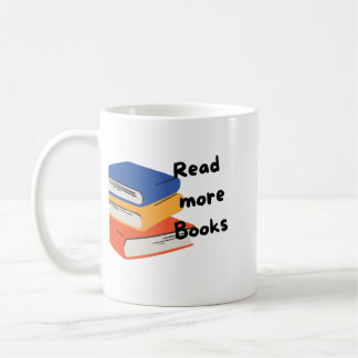 Caneca de Café com Pilha Colorida Leia Mais Livros