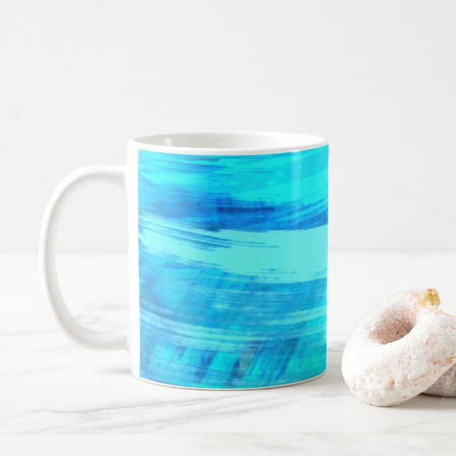 Caneca de Café com Pinceladas de Arte Abstrata (Com Donut)