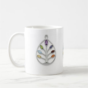 Caneca de Café com Pingente de Prata Árvore da Vid