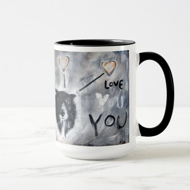 Caneca de café com pintura de border collie (Direita)