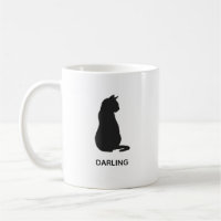 Caneca de Café com Pintura de Gato Preto e Nome Pe