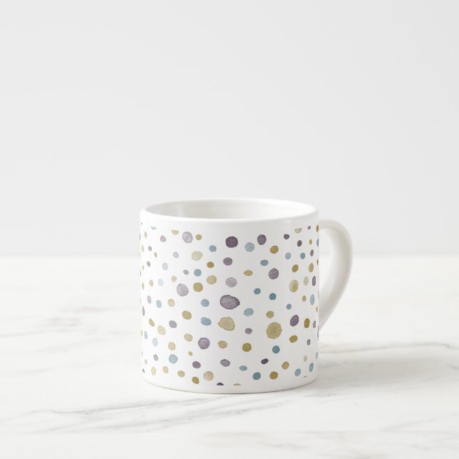 Caneca de Café com Pontos de Aquarela Janet Confet (Frente Esquerda)
