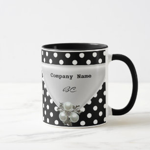 Caneca de Café com Pontos Pretos Pérola Grande
