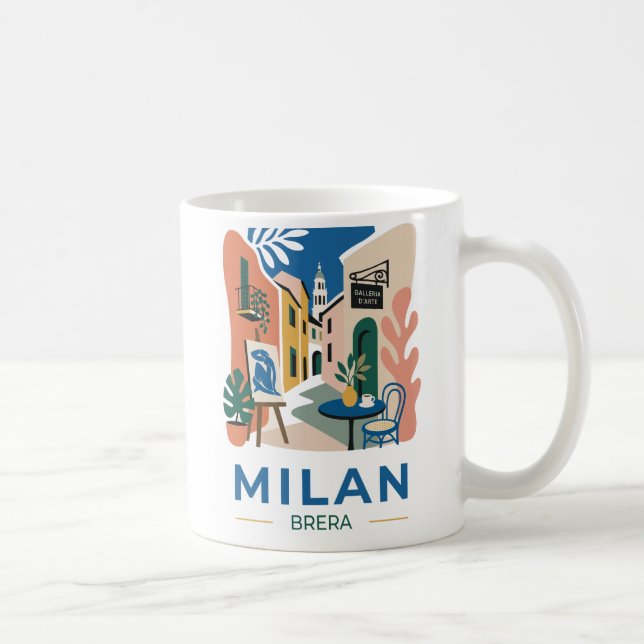 Caneca de Café com Poster de Viagem da Arte de Mil (Direita)