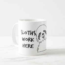 Caneca de Café com Preguiças Engraçadas Trabalham