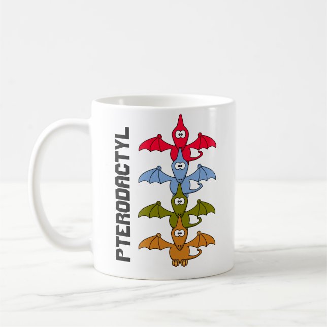Caneca de Café com Pterodáctilo Jurássico em Desen (Esquerda)