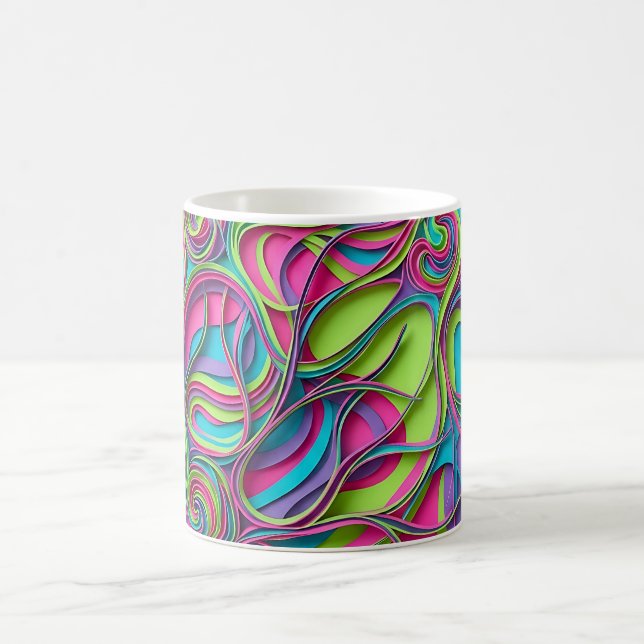 Caneca de Café com Rede de Cérebro Neon Abstrato (Centro)