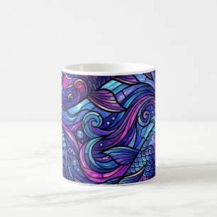 Caneca de Café com Redemoinho de Peixes Koi Abstra