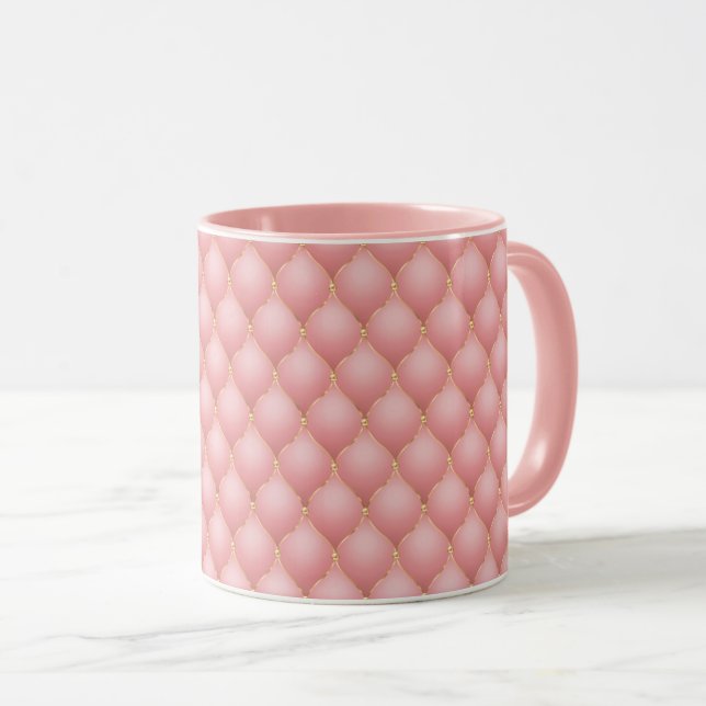 Caneca de Café com Relevo em Dourado Rosa (Frente Esquerda)
