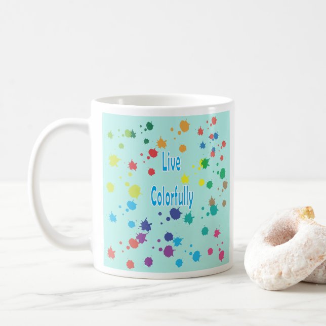 Caneca de Café com respingos de tinta Modernos Viv (Com Donut)