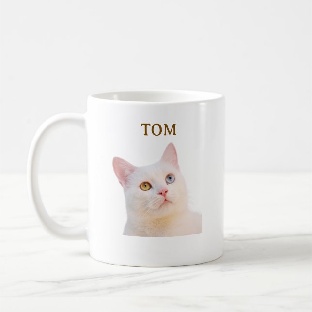 Caneca de Café com Retrato Personalizado de Gato e (Esquerda)