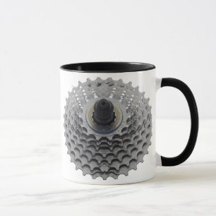 Caneca de café com roda dentada da bicicleta