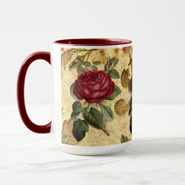 Caneca de Café com Rosas Marrons em Tapeçaria Dour (Esquerda)