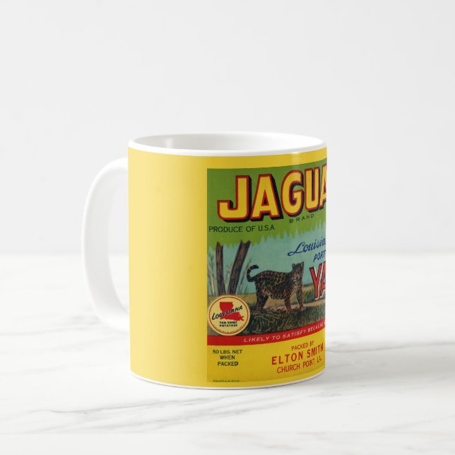 Caneca de Café com Rótulo Jaguar Yams (Frente Esquerda)