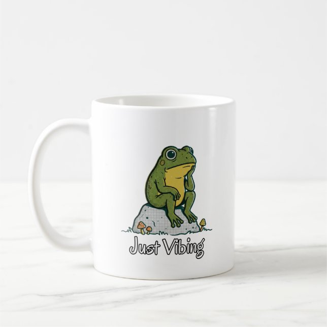 Caneca de Café com Sapo Pensativo Caprichoso (Esquerda)