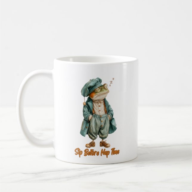 Caneca de Café com Sapo Vintage Sonolento (Esquerda)