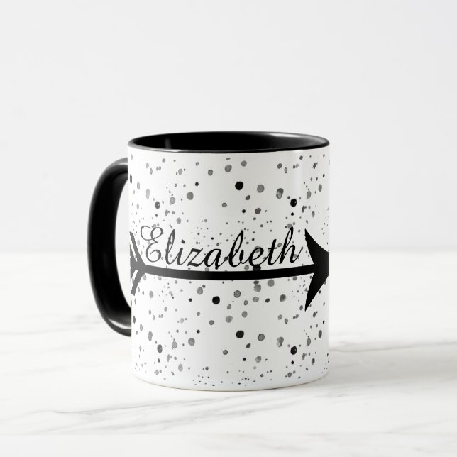 Caneca de café com seta personalizada (Frente Esquerda)