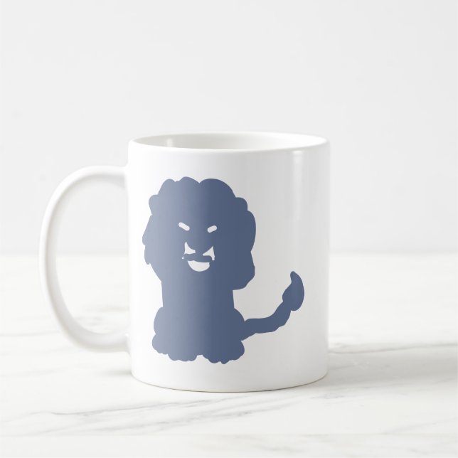 Caneca de Café com Silhueta Azul Ousada de Leão (Esquerda)