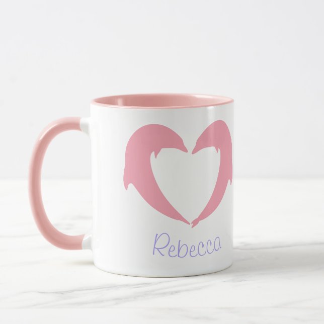Caneca de café com silhueta de coração de golfinho (Esquerda)