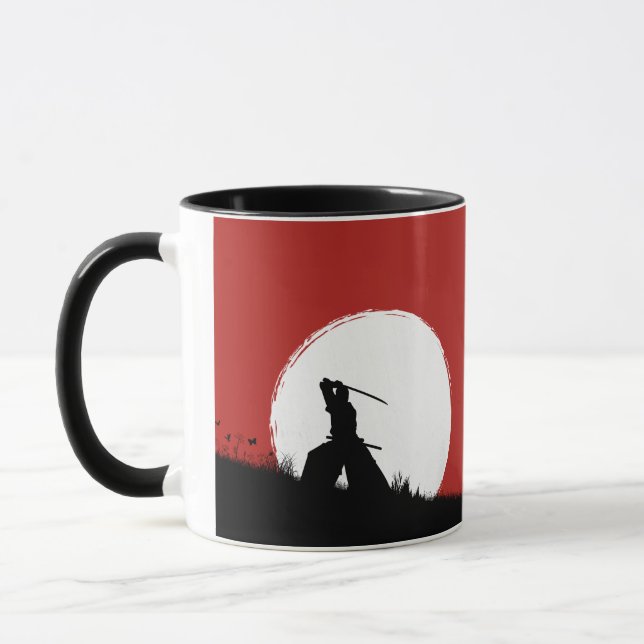Caneca de Café com Silhueta de Guerreiro Samurai J (Esquerda)