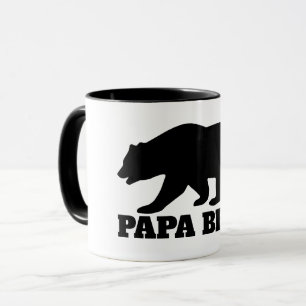 Caneca de café com silhueta de urso Papa com man