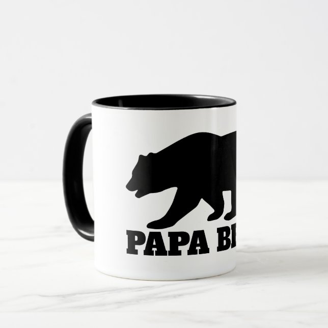 Caneca de café com silhueta de urso Papa com maníp (Frente Esquerda)