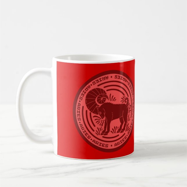 Caneca de Café com Símbolo de Áries do Zodíaco (Esquerda)