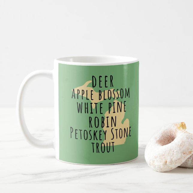 Caneca de Café com Símbolos do Estado de Michigan (Com Donut)